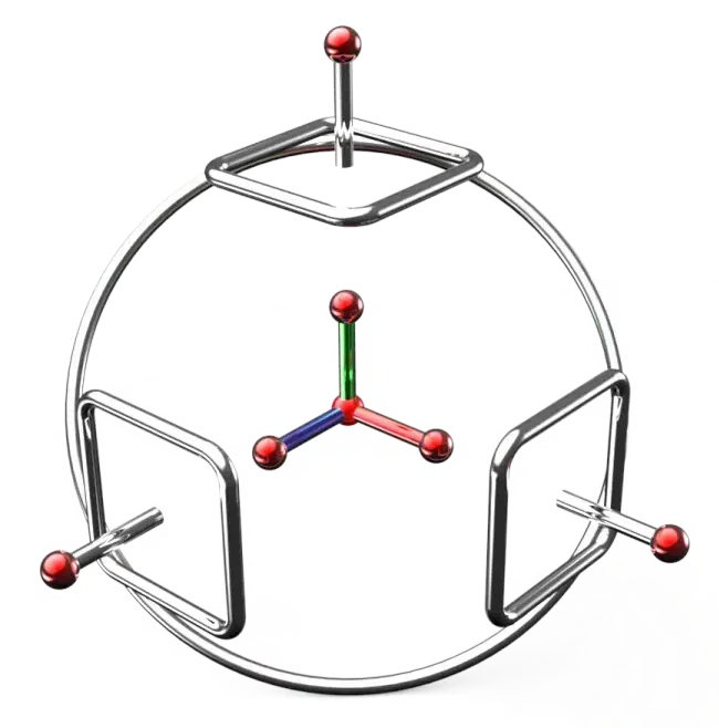 Weergave van de TriBall positioneringstool van IronCAD.