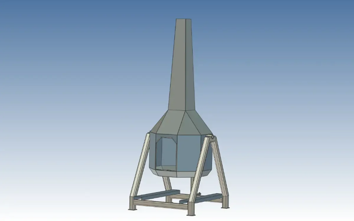 Sheet metal ontwerp van een kachel gemaakt door De Jongh Metaalbewerking.