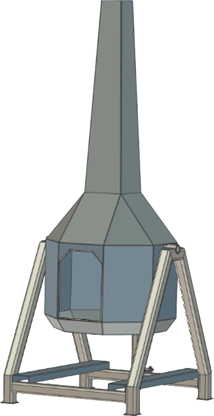 Sheet metal ontwerp van een kachel gemaakt door De Jongh Metaalbewerking.