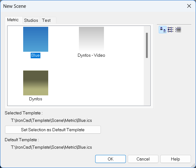Template menu Scene