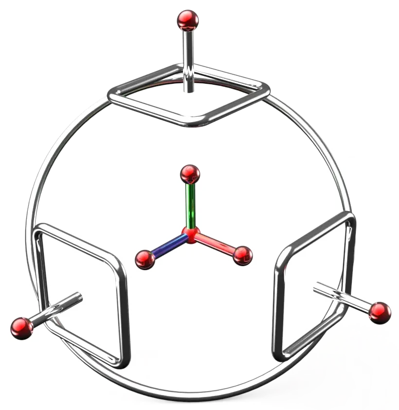 Weergave van de TriBall positioneringstool van IronCAD