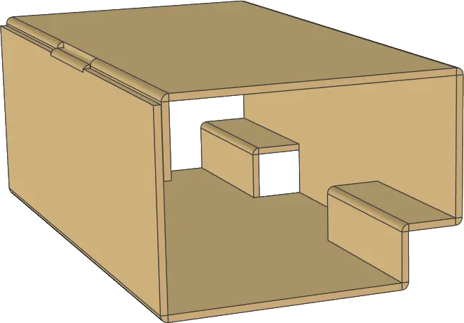 Τρισδιάστατη απεικόνιση ενός τεμαχίου από λαμαρίνα στο IronCAD με αντίστροφη κάμψη, με αποκοπή και πολλαπλές καμπύλες ακμές.