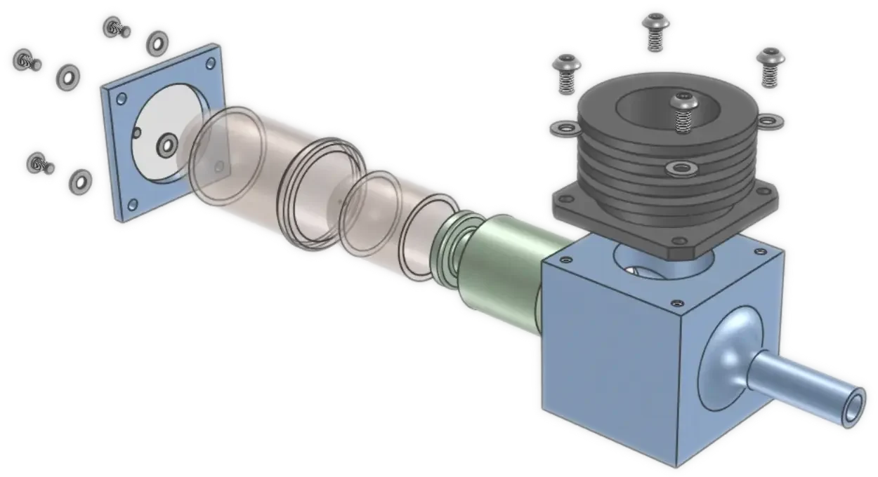 Exploded view example of a design with IronCAD Mechanical