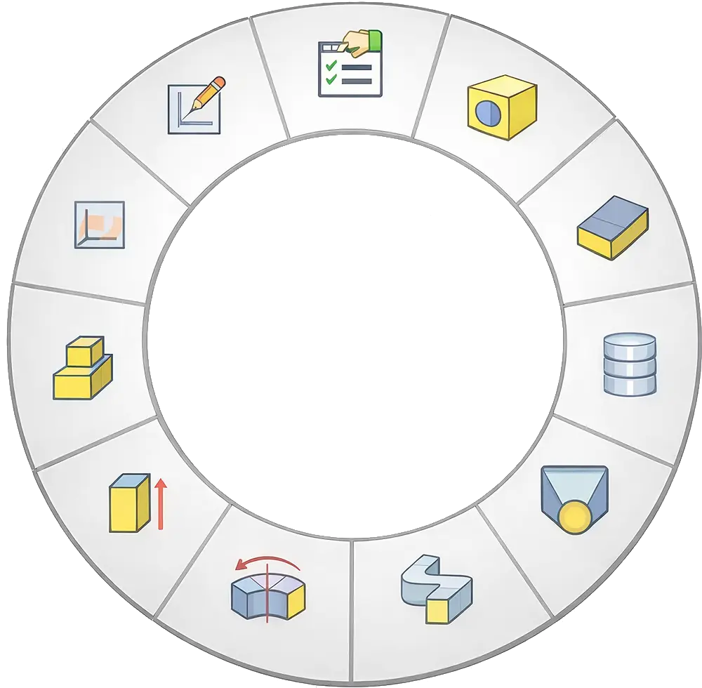 Radial menu shortcuts in IronCAD