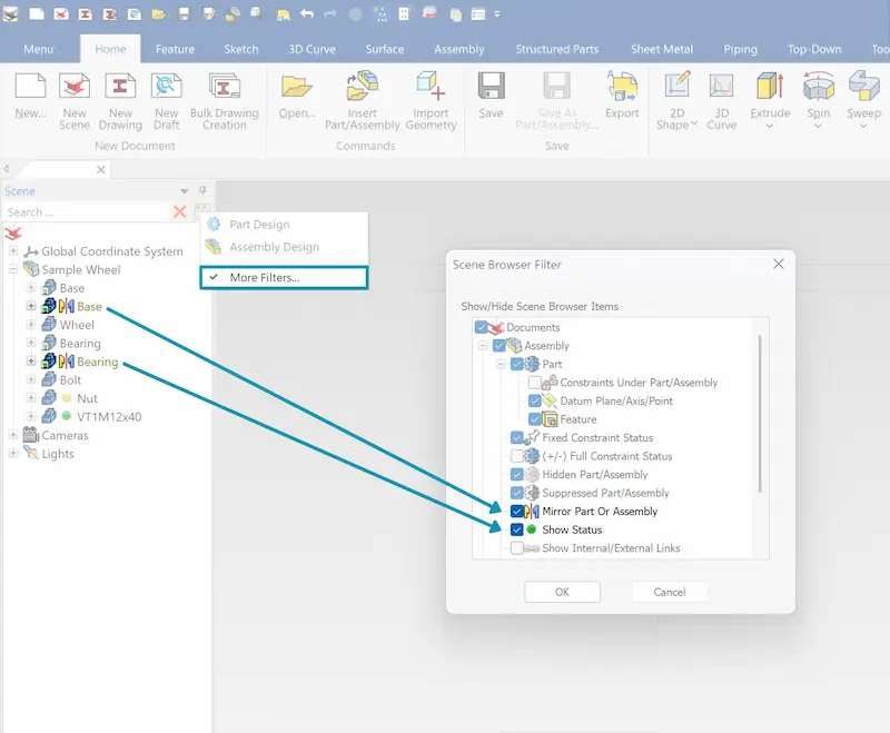 Setting Scene Browser Filters - IronCAD