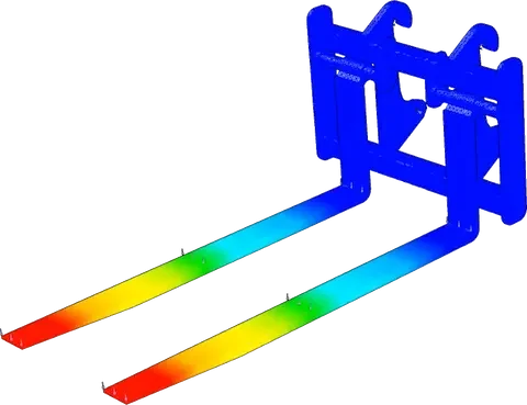 Vervormingsanalyse van vorkconstructie met doorbuiging in Multiphysics voor IronCAD