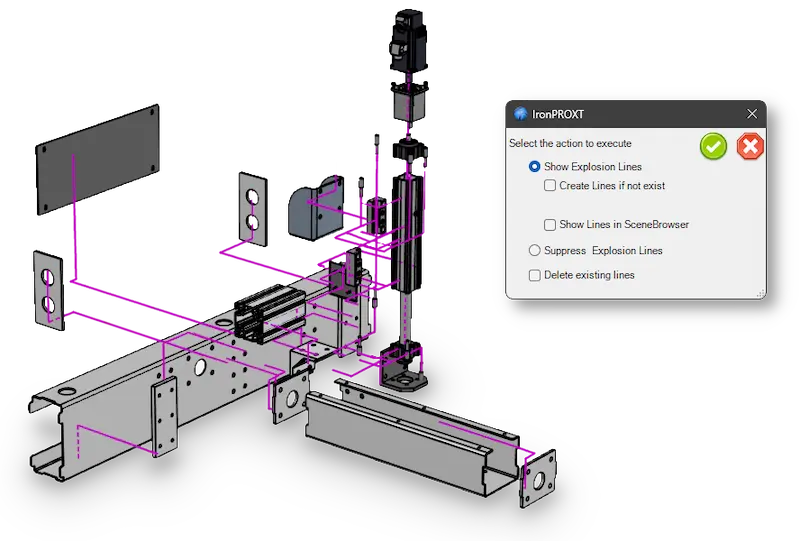 Vue éclatée Analyse des contraintes en 3D d'un support mécanique, représentée par une échelle de couleurs allant du bleu (faible contrainte) au rouge (forte contrainte), y compris la structure du maillage et l'indication de la contrainte maximale.