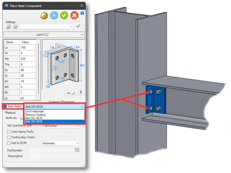 Raccord de tige Analyse des contraintes en 3D d'un support mécanique, représentée par une échelle de couleurs allant du bleu (faible contrainte) au rouge (forte contrainte), y compris la structure du maillage et l'indication de la contrainte maximale.