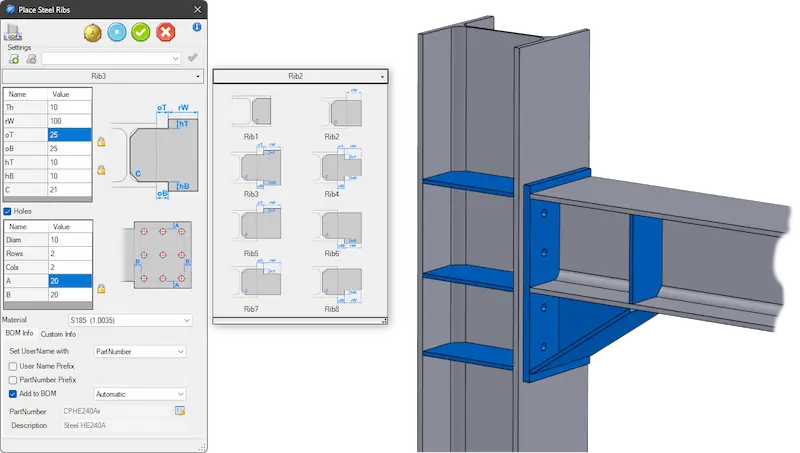 Renfort de tige Analyse des contraintes en 3D d'un support mécanique, représentée par une échelle de couleurs allant du bleu (faible contrainte) au rouge (forte contrainte), y compris la structure du maillage et l'indication de la contrainte maximale.