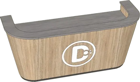Design of a counter with a logo and curved elements in IronCAD
