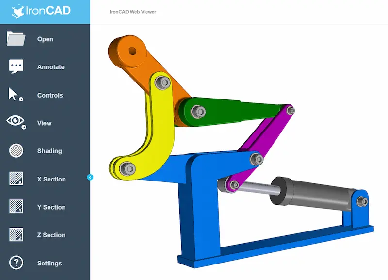Visionneuse Web Visionneuse Web IronCAD avec exemple de conception.